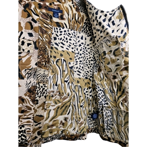 Westbound brown animal print denim blazer with pockets and zip down Size Medium - Picture 13 of 14